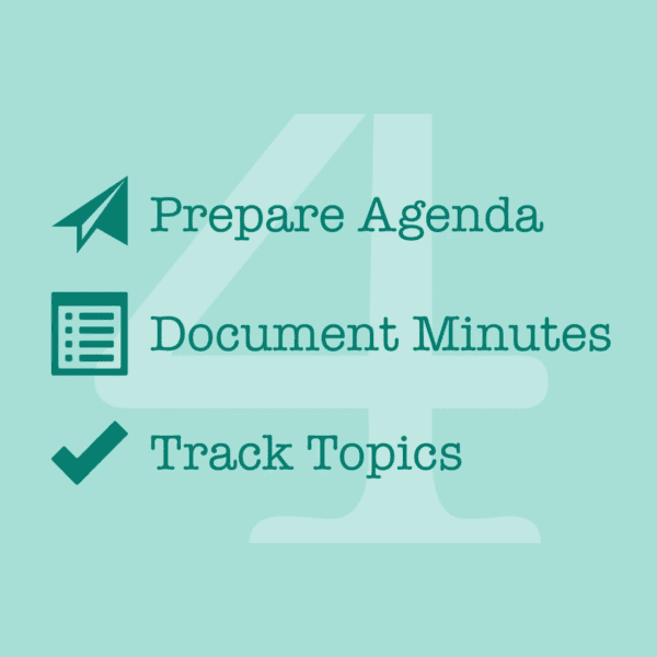 4minitz logo, prepare agenda, document minutes, track topics