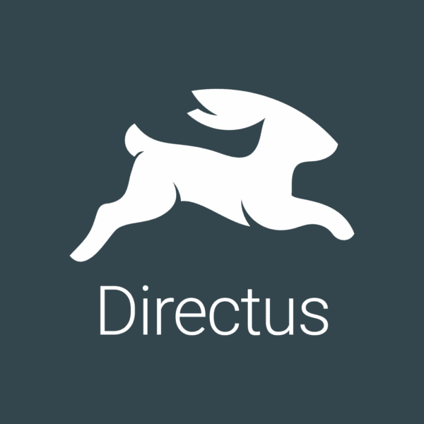 directus logo yoyera pamvi ndi chithunzi cha kalulu