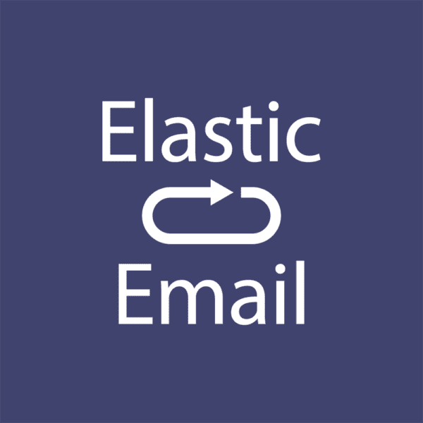 эластичный логотип электронной почты белый на фиолетовом
