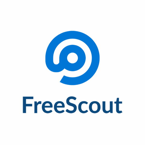 شعار freescout أزرق على أبيض