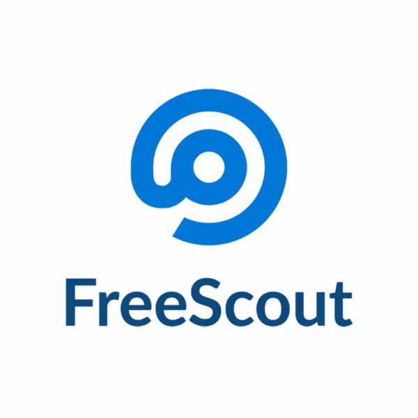 Freescout logo azul sobre blanco