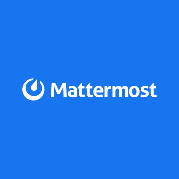 Mattermost logo blanco sobre azul