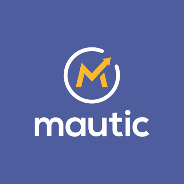 logo mautic blanco sobre morado