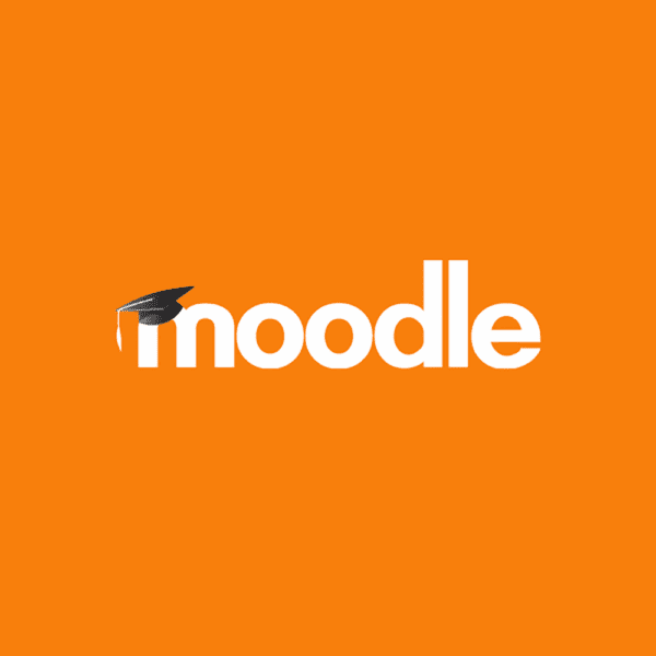 logo moodle bianco su arancione