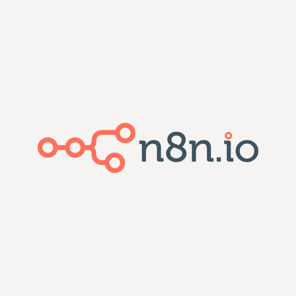 logo n8n.io arancione e nero su bianco sporco