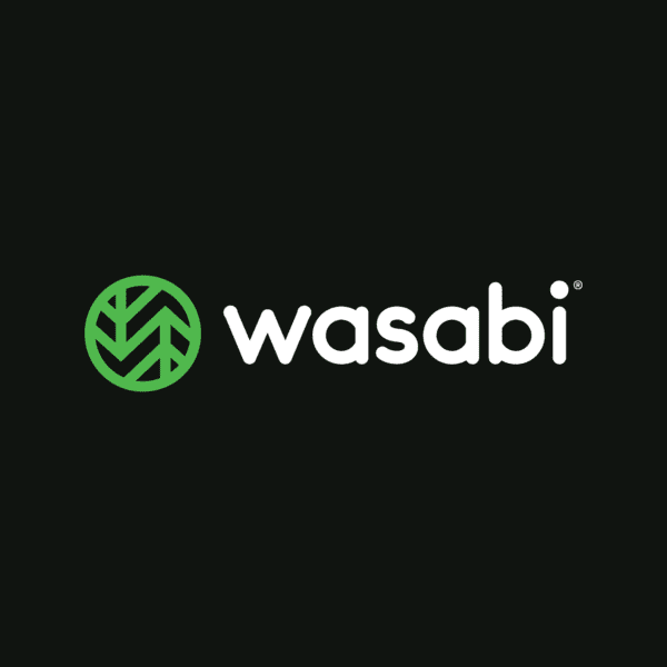 logo vert wasabi et texte blanc sur noir