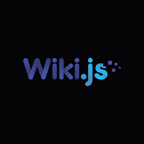 wiki.js Logo blau und blaugrün auf dunkelblau