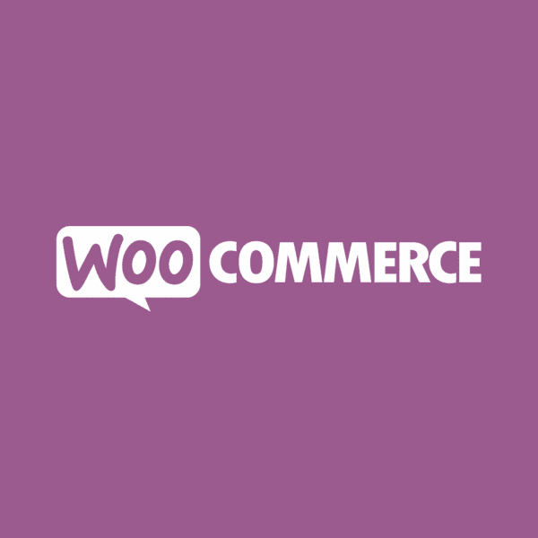 logotipo de woocommerce blanco sobre morado