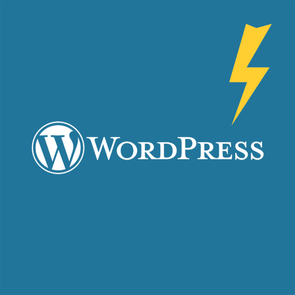 WordPress-Logo + Blitzsymbol